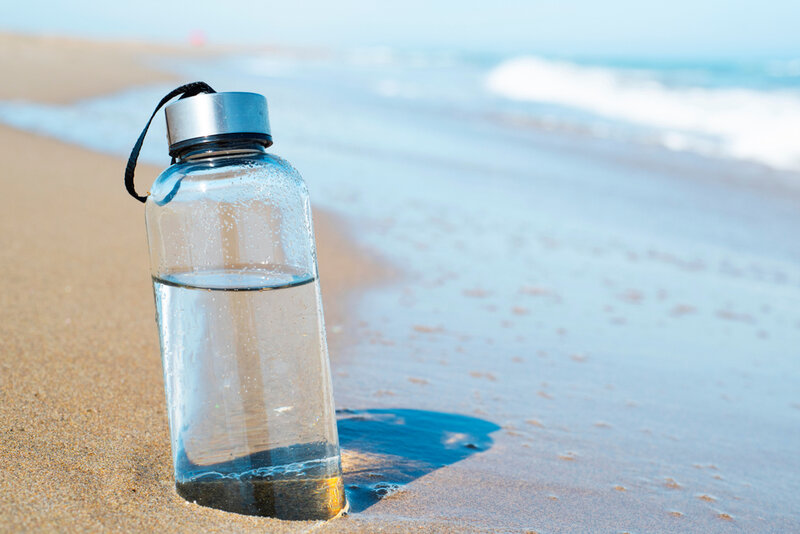 plastic bottle at the beach